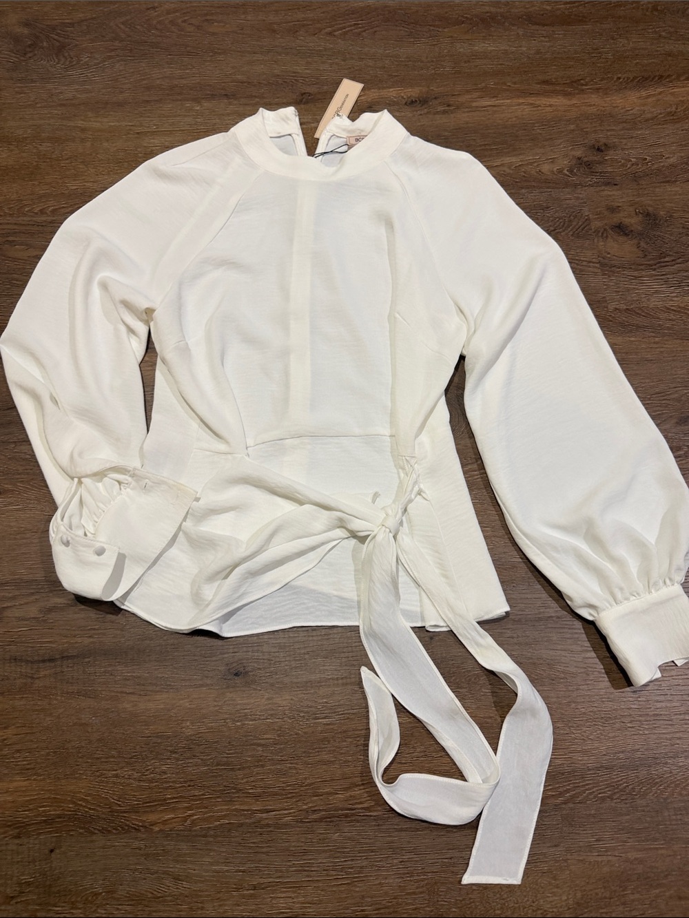 BCBGeneration Ivory Tie-Front Blouse - Picture 2 of 9